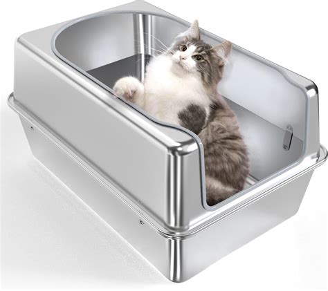 metal litter box near me|stainless steel litter box with high sides.